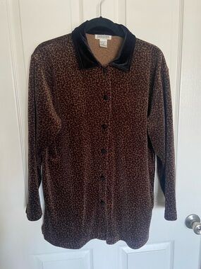 Designers Originals Velvet Leopard Print Shirt Jacket - Brown & Black